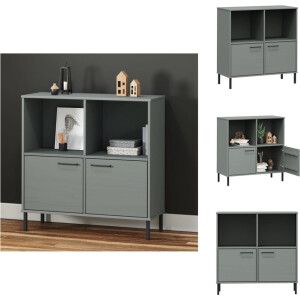 vidaXL - Boekenkast - met - metalen - poten - OSLO - 90x35x90,5 - cm - hout - grijs