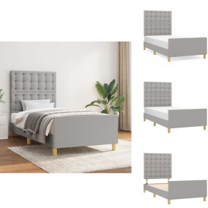 vidaXL Bedframe Met Hoofdeinde - Bedframes Met Hoofdeindes - Bed - Slaapmeubel - Bedframe zonder matras 100x200 cm stof lichtgrijs