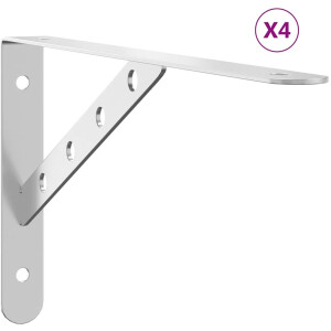 vidaXL Plankdragers - 4 stuks - Roestvrij Staal - Zilver Plankdragers - Wandbeugels - Roestvrijstalen Plankdragers - Opbergruimte - Badkamer Accessoires
