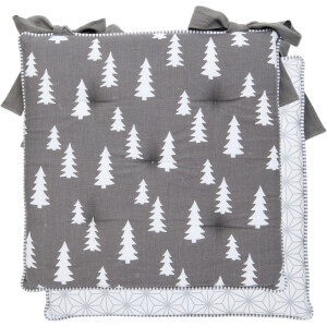 Stoelkussen met bevestigingslinten en gevuld met foam voor kerst - 40 x 40 cm - 2 stuks