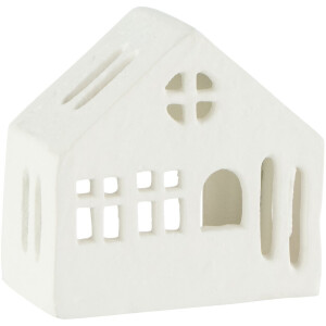 J-Line theelichthouder Huis - aluminium - wit