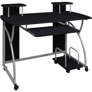 vidaXL Computerbureau Zwart - 110x52x88,5 cm Computerbureau - Bureau Zwart - Houten Bureau - Werkstation - Home Office