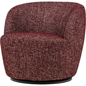 WOOOD Serra Draaifauteuil - Melange Stof - Bordeauxrood - 68x70x77
