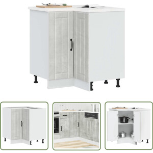 vidaXL Hoekonderkast - Keuken Hoekkast - Keuken hoekonderkast Lucca bewerkt hout betongrijs - Betongrijs - Bewerkt Hout - Keukenopslag