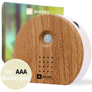 Amido® Vogelgeluiden Huisje met Sensor - Incl. Batterijen en 5 Natuurlijke Geluiden - Vogelhuisje Met Geluid - Vogelgeluiden Huisje Voor op Toilet
