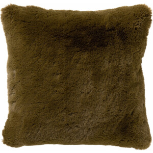 Dutch Decor ZAYA - Sierkussen 45x45 cm - bontlook - effen kleur - Military Olive - groen - Inclusief binnenkussen - Luxe kussens voor woonkamer & bank