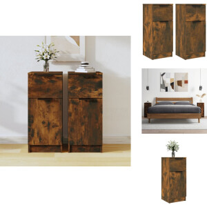 vidaXL Dressoir - Dressoirs - Kast - Wandkast - Dressoirs 2 st 30x30x70 cm bewerkt hout gerookt eikenkleurig