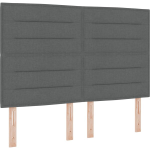 vidaXL - LED - Box - Spring - Bed - met - matras - Donkergrijs - 140 - x - 200 - cm - Stof