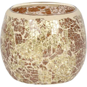Something Different Theelichthouder Large Round Gold Crackle Multicolours