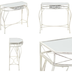 vidaXL - Bijzettafel - Franse - stijl - 82x39x76 - cm - metaal - wit