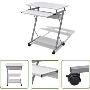 vidaXL Computer Bureaublad - Compacte Bureaus - Studenten computerbureau 60 x 40 x 74 cm (wit) - Studentenbureaue - Wit Bureau - Kantoor Meubilair