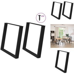 vidaXL Eettafelpoot - Eettafelpoten - Tafelpoot - Meubeltafelpoot - Eettafelpoten 2 st U-vormig 90x(72-73) cm staal zwart