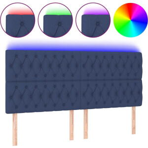 vidaXL - Hoofdbord - LED - 200x7x118/128 - cm - stof - blauw