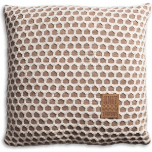 Knit Factory Mila Sierkussen - Marron/Beige - 50x50 cm - Kussenhoes inclusief kussenvulling