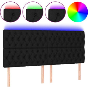vidaXL - Hoofdbord - LED - 180x7x118/128 - cm - stof - zwart