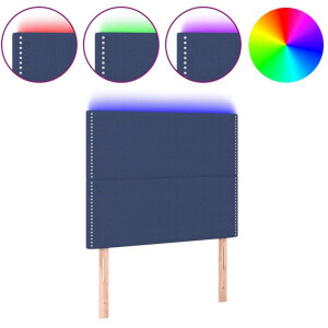 vidaXL - Hoofdbord - LED - 90x5x118/128 - cm - stof - blauw