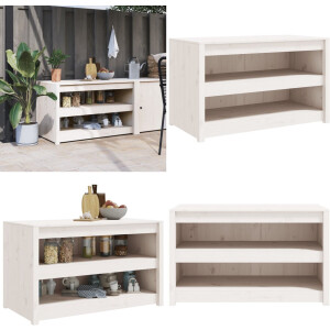 vidaXL - Keukenkast - voor - buiten - MEPPEL - 106x55x64 - cm - massief - grenenhout - wit