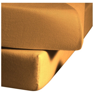 Fleuresse 190x200-200x200 cm jersey hoeslaken | gemaakt van 100% katoen | Made in Germany | wasbaar op 60 graden | geschikt voor matrassen tot 19 cm hoog | oranje