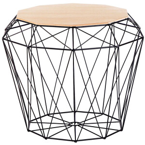 BELIANI ELIDA - Bijzettafel - Zwart/ Lichte houtkleur - MDF