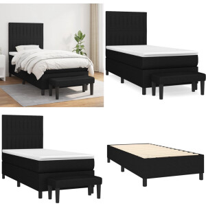 vidaXL Boxspring met matras stof zwart 90x190 cm - Boxspring - Boxsprings - Pocketveringbed - Bed
