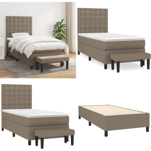 vidaXL Boxspring met matras stof taupe 100x200 cm - Boxspring - Boxsprings - Pocketveringbed - Bed