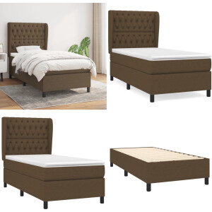 vidaXL Boxspring met matras stof donkerbruin 100x200 cm - Boxspring - Boxsprings - Bed - Slaapmeubel