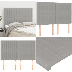 vidaXL Hoofdborden 4 st 72x5x78/88 cm stof lichtgrijs - Hoofdbord - Hoofdborden - Hoofdeinde - Houten Hoofdbord