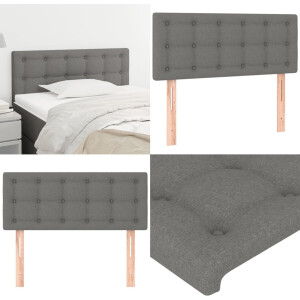 vidaXL Hoofdbord 100x5x78/88 cm stof donkergrijs - Hoofdbord - Hoofdborden - Hoofdeinde - Houten Hoofdbord