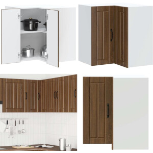 vidaXL Keukenwandhoekkast Lucca bewerkt hout bruin eikenkleur - Keuken Muur Hoekkast - Keuken Muur Hoekkasten - Keuken Wandkast - Muur Hoekkast