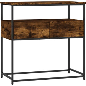 vidaXL Wandtafel - Bewerkt hout - Gerookt eiken Wandtafel - Consoletafel - Haltafel - Eikenhouten Tafel - Bruine Tafel