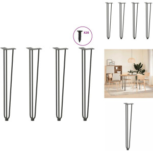 vidaXL Haarspeld Tafelpoot - Haarspeld Tafelpoten - Haarspeldpoot - Salontafelpoot - Haarspeld tafelpoten 4 st 72 cm massief staal antracietkleurig