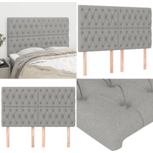 vidaXL Hoofdborden 4 st 80x7x78/88 cm stof lichtgrijs - Hoofdbord - Hoofdborden - Hoofdeinde - Houten Hoofdbord