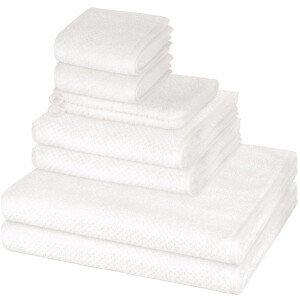 Cawö Sonstiges 2 X washandjes 2 X gasten- 2 X douche- 2 X handdoek - in set 8 pack Pure