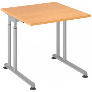 Bureau ZENO in hoogte verstelbaar 80 x 80 Beuken/zilver