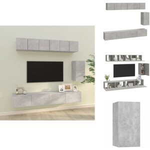 vidaXL Tv-kast - Tv-kasten - Tv-meubel - Hifi-meubel - 6-delige Tv-meubelset bewerkt hout betongrijs