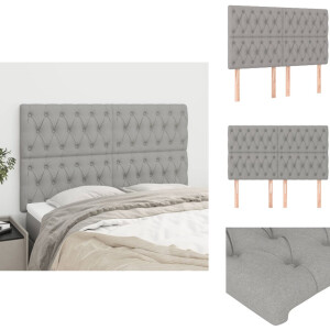 vidaXL Hoofdbord - Hoofdborden - Hoofdeinde - Houten Hoofdbord - Hoofdborden 4 st 72x7x78/88 cm stof lichtgrijs