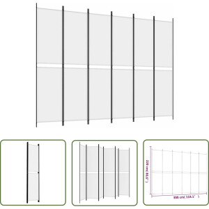 The Living Store Kamerscherm - Kamerverdeler - 300 x 220 cm - Inklapbaar - Wit