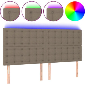 vidaXL - Hoofdbord - LED - 180x5x118/128 - cm - stof - taupe