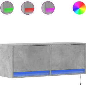 vidaXL - Tv-wandmeubel - met - LED-verlichting - 100x31x35 - cm - betongrijs