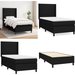 vidaXL Boxspring met matras stof zwart 90x200 cm - Boxspring - Boxsprings - Bed - Slaapmeubel
