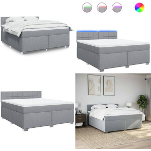vidaXL Boxspring met matras stof lichtgrijs 180x200 cm - Boxspringbed - Boxspringbedden - Slaapkamer Meubilair - Boxspring