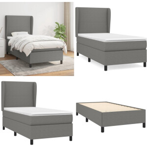 vidaXL Boxspring met matras stof donkergrijs 90x200 cm - Boxspring - Boxsprings - Bed - Slaapmeubel