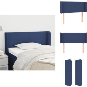 vidaXL Hoofdbord - Hoofdborden - Hoofdeinde - Houten Hoofdbord - Hoofdbord met randen 103x16x78/88 cm stof blauw