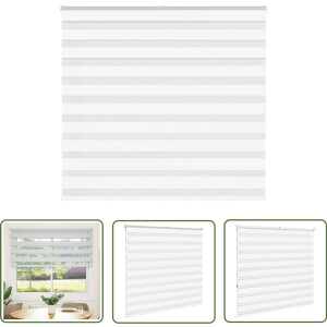 vidaXL Rolgordijn - Zebra Gordijn - Zebra rolgordijn 165x150 cm stofbreedte 160,9cm polyester wit - Kamer Decoratie - Privacy Screen - Zonwering