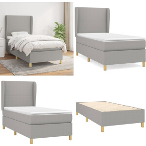 vidaXL Boxspring met matras stof lichtgrijs 90x200 cm - Boxspring - Boxsprings - Bed - Slaapmeubel