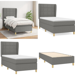 vidaXL Boxspring met matras stof donkergrijs 80x200 cm - Boxspring - Boxsprings - Bed - Slaapmeubel