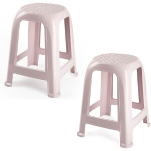 Plasticforte Zit krukjes - 2x - roze - kunststof - 37 x 37 x 46 cm - extra zitplaatsen
