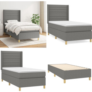 vidaXL Boxspring met matras stof donkergrijs 90x200 cm - Boxspring - Boxsprings - Bed - Slaapmeubel