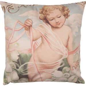 Clayre & Eef Kussenhoes 45x45 cm Roze Wit Polyester Engel