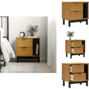 vidaXL Nachtkastje - Nachtkastjes - Nacht Kastje - Kastje - Nachtkastje FLAM 49x35x50 cm massief grenenhout